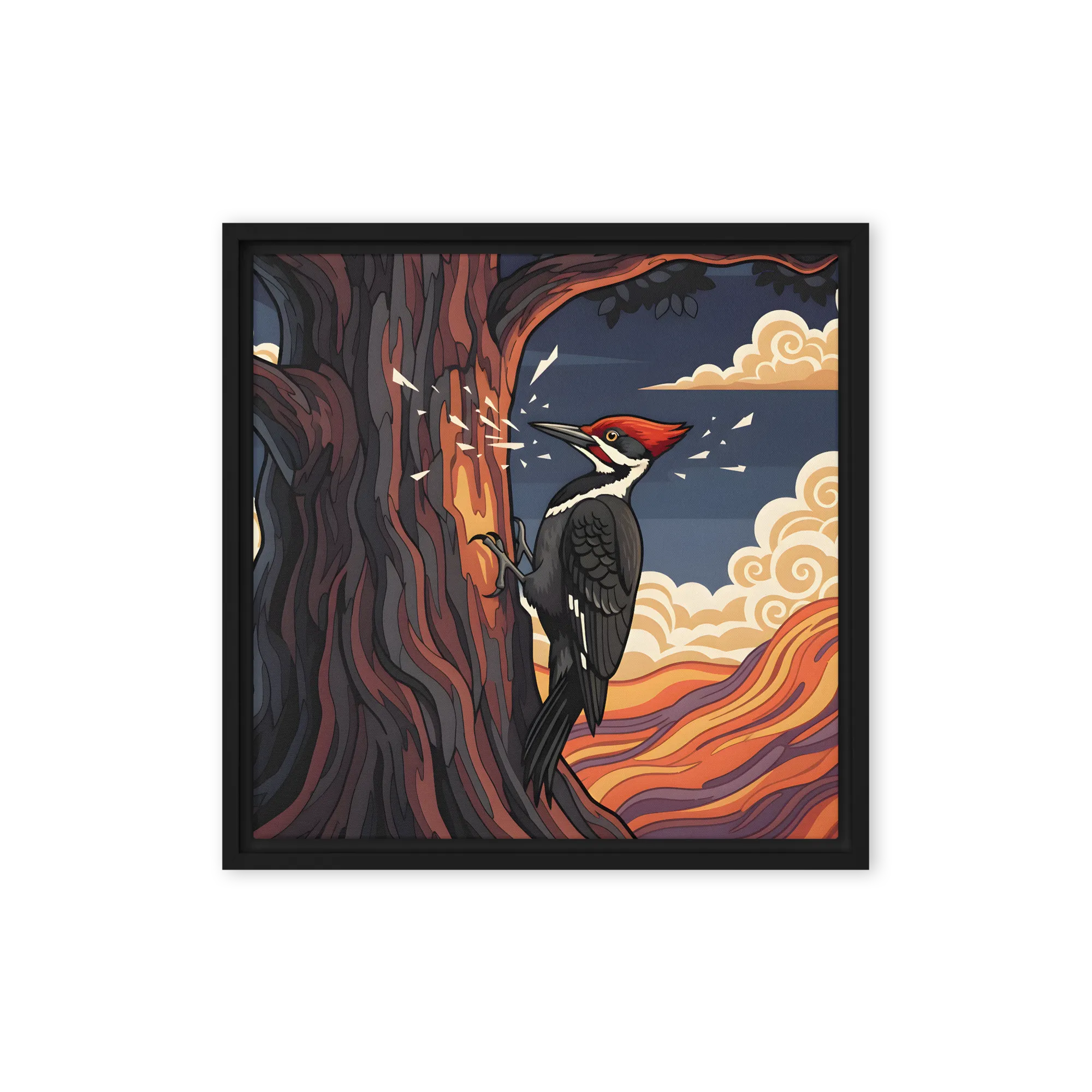 Woodpecker at Dusk 
 Canvas with Black Frame