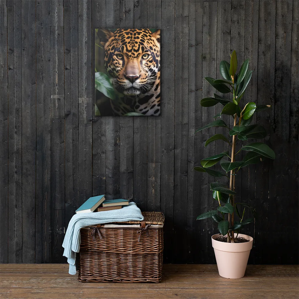 The Intensity of Nature: A Jaguar’s Gaze | Canvas | 18″×24″