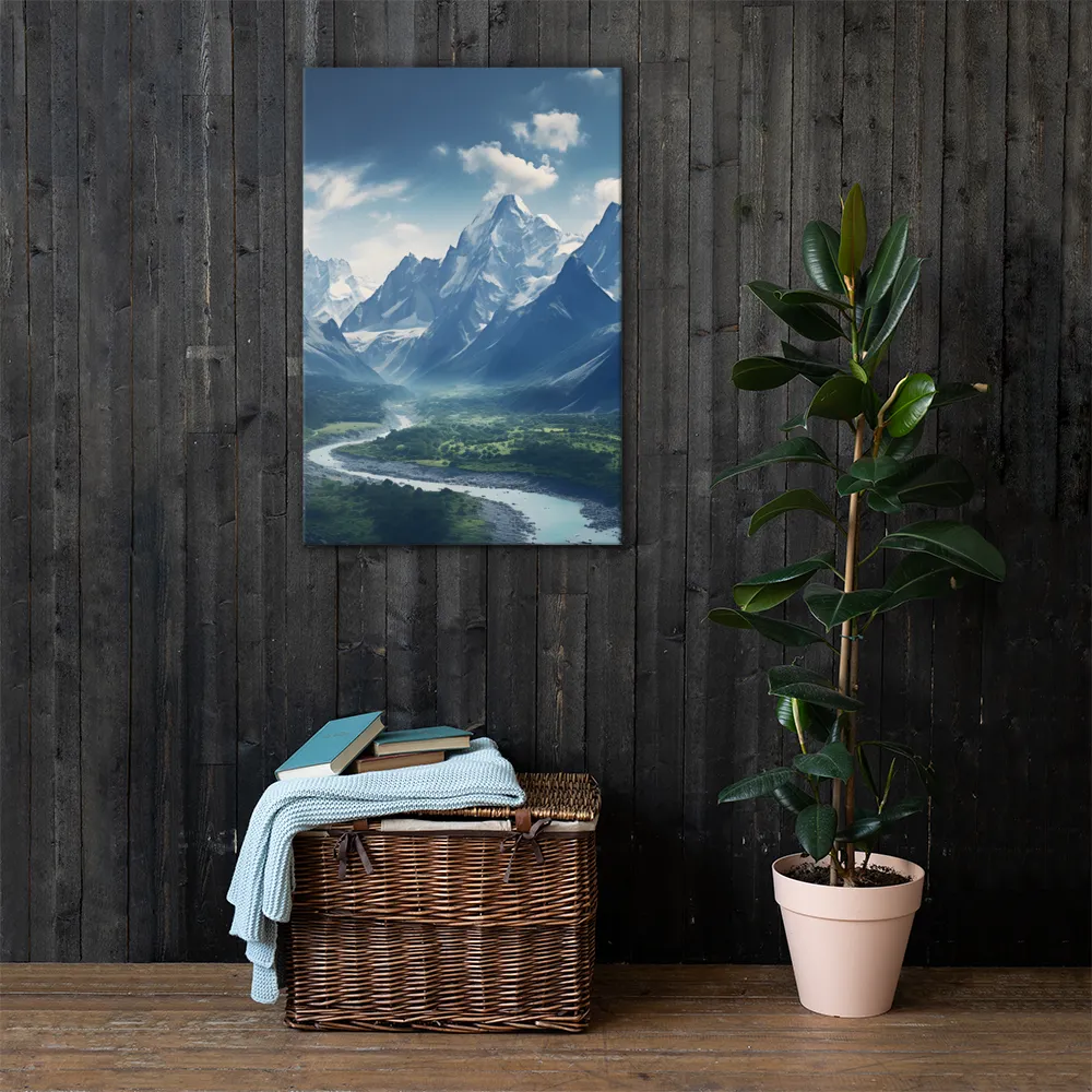 Majestic Serenity: A Landscape of Mountains and Rivers | Canvas | 24″×36″