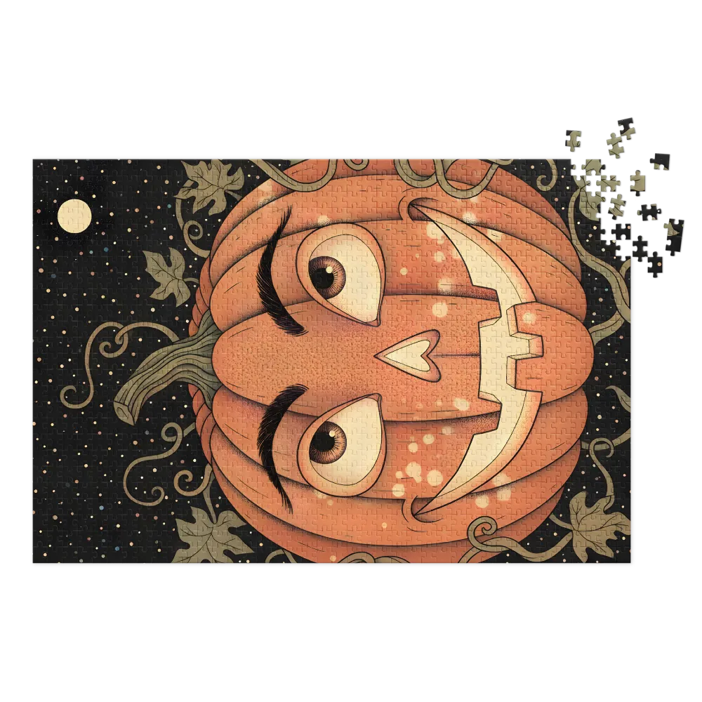 Whimsical Jack-o'-Lantern Night 
 Jigsaw Puzzle in Tin Box