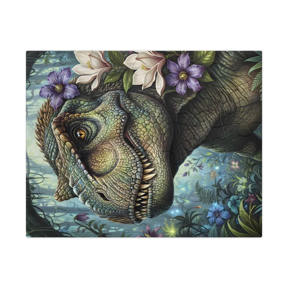 Dinosaur in Bloom 
 Jigsaw Puzzle in Tin Box