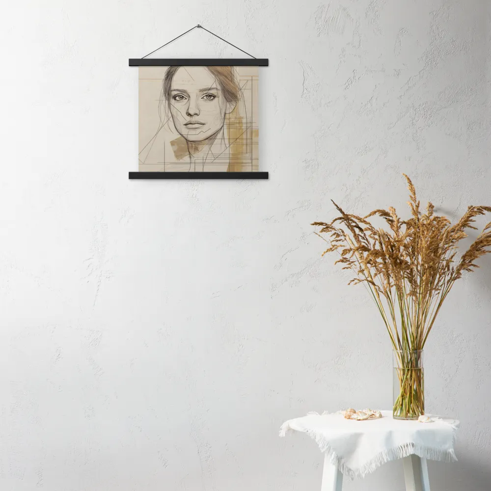 Geometric Elegance: A Modern Portrait | Poster With Black Wood Hanger | 14″×14″