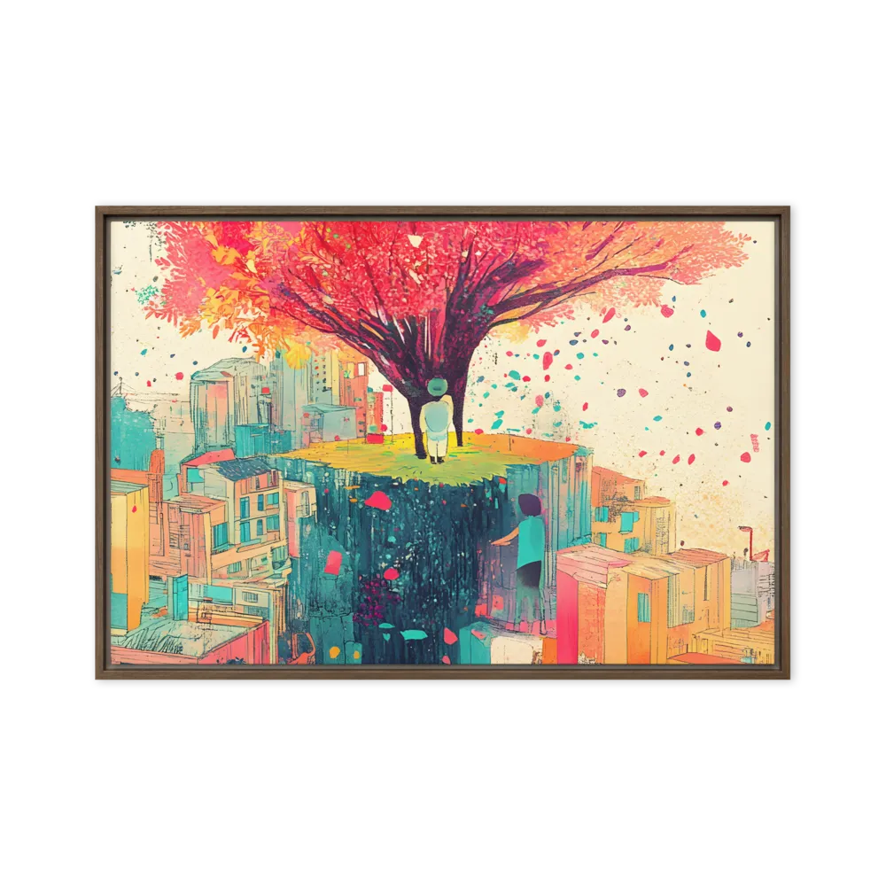 Whispers of Urban Dreams | Canvas with Brown Frame | 24″×36″