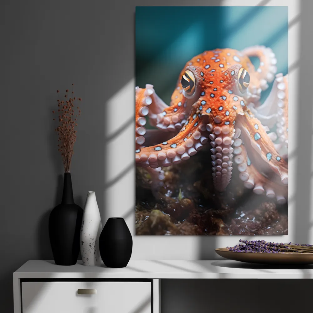 Curiosity of the Deep: The Orange Octopus | Metal Print | 24″×36″