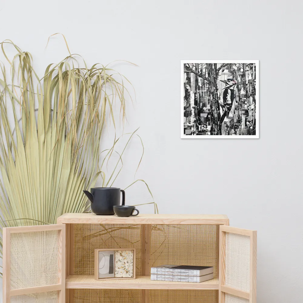Woodpecker Collage 
 Poster with White Frame | 18″x 18″