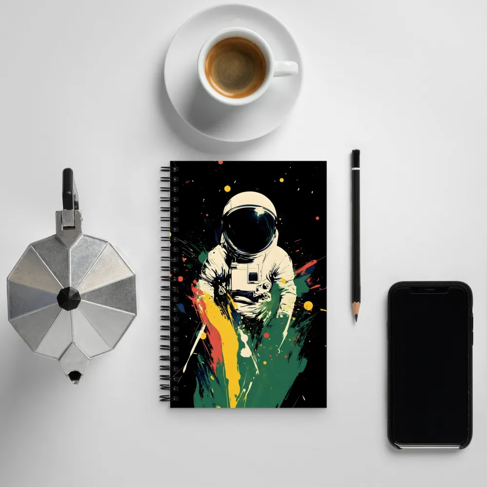 Cosmic Splash: The Astronaut's Journey | Spiral Notebook