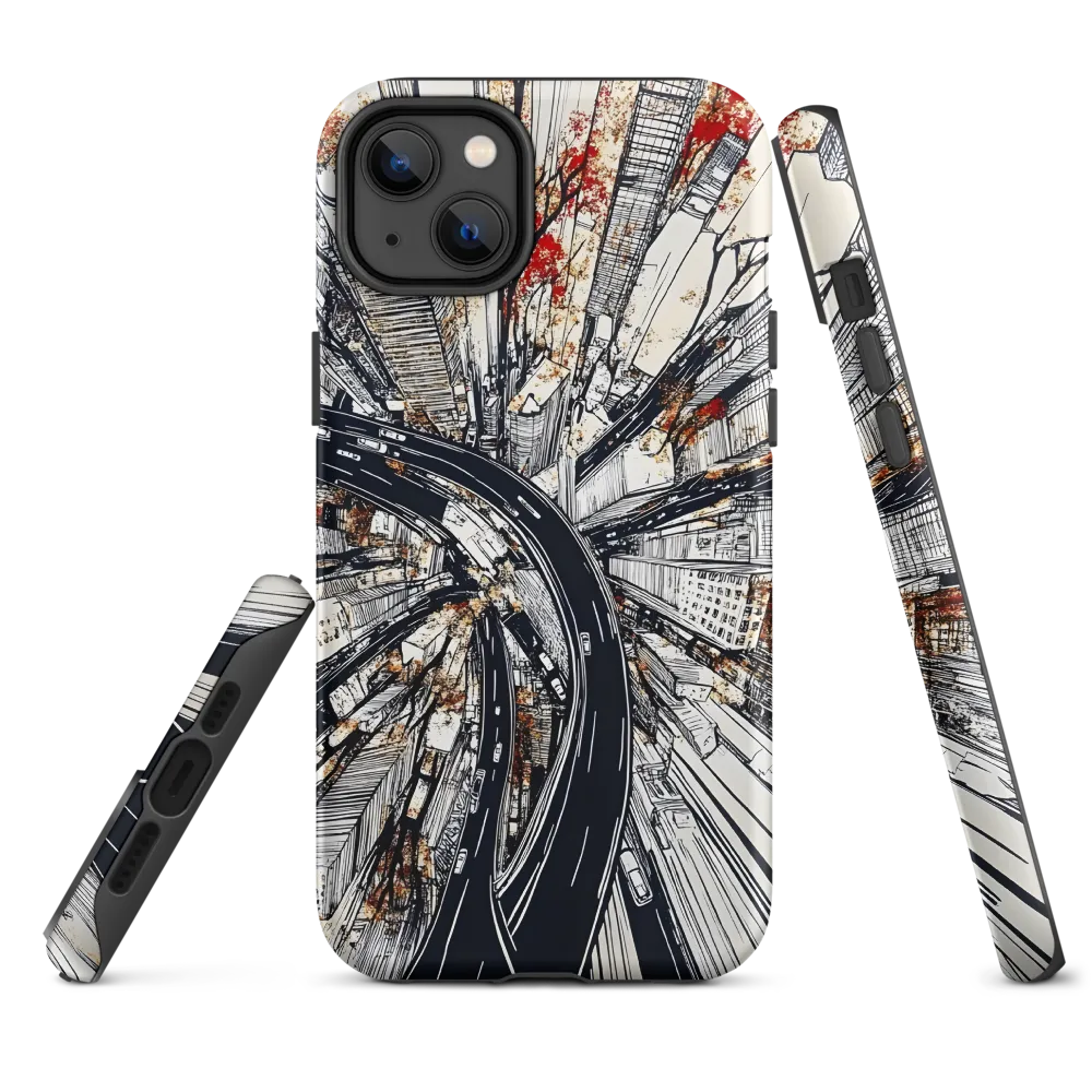 Urban Symphony: Aerial View of Life | Phone Case |  14 Plus | Tough Case | Matte