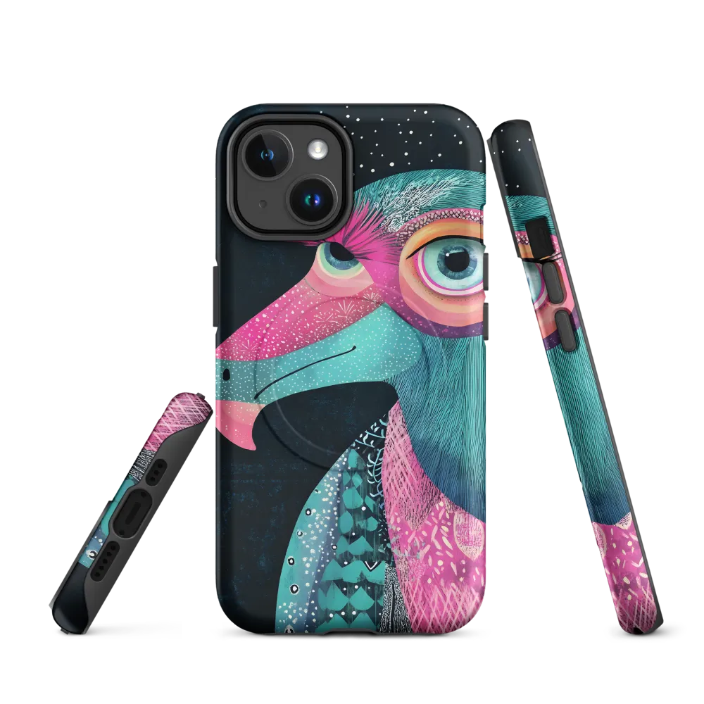 Whimsical Vulture: A Dance of Colors | Phone Case |  14 | MagSafe® Tough Case | Matte