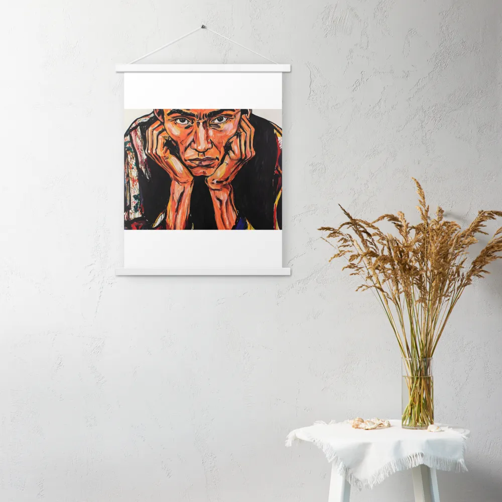 Contemplative Intensity: An Expressionist Portrait | Poster With White Wood Hanger | 18″×24″