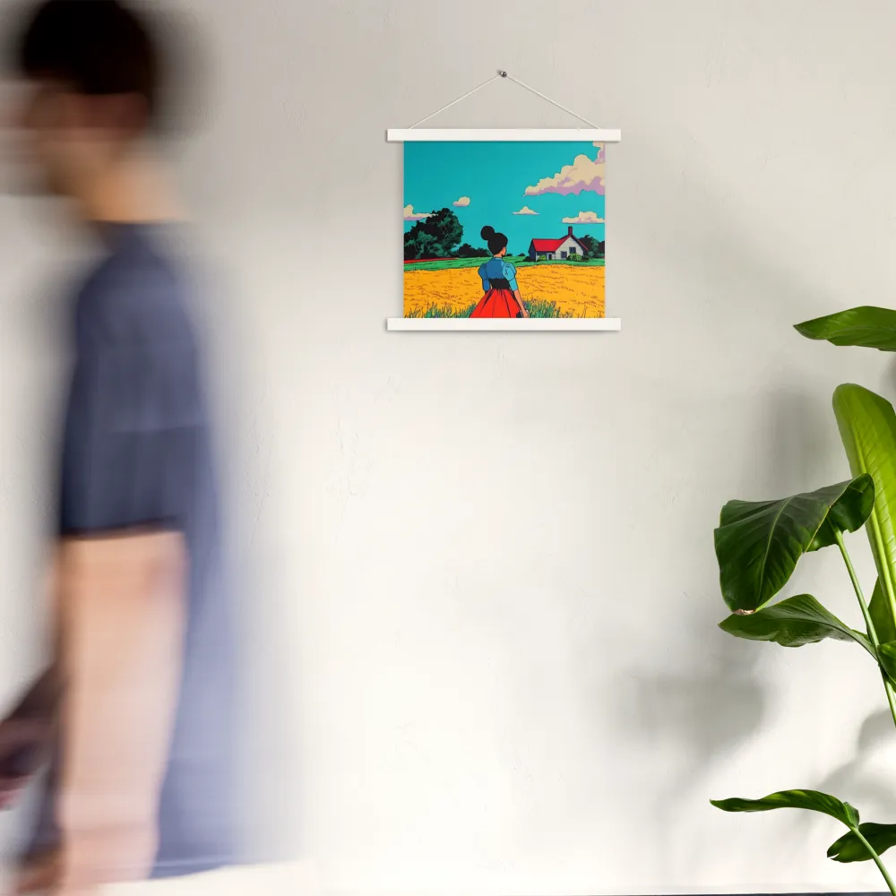 Whispers of a Sunlit Meadow | Poster With White Wood Hanger | 14″×14″