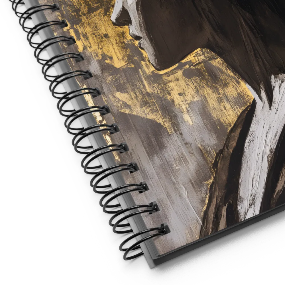 Golden Elegance: A Modern Profile Portrait | Spiral Notebook