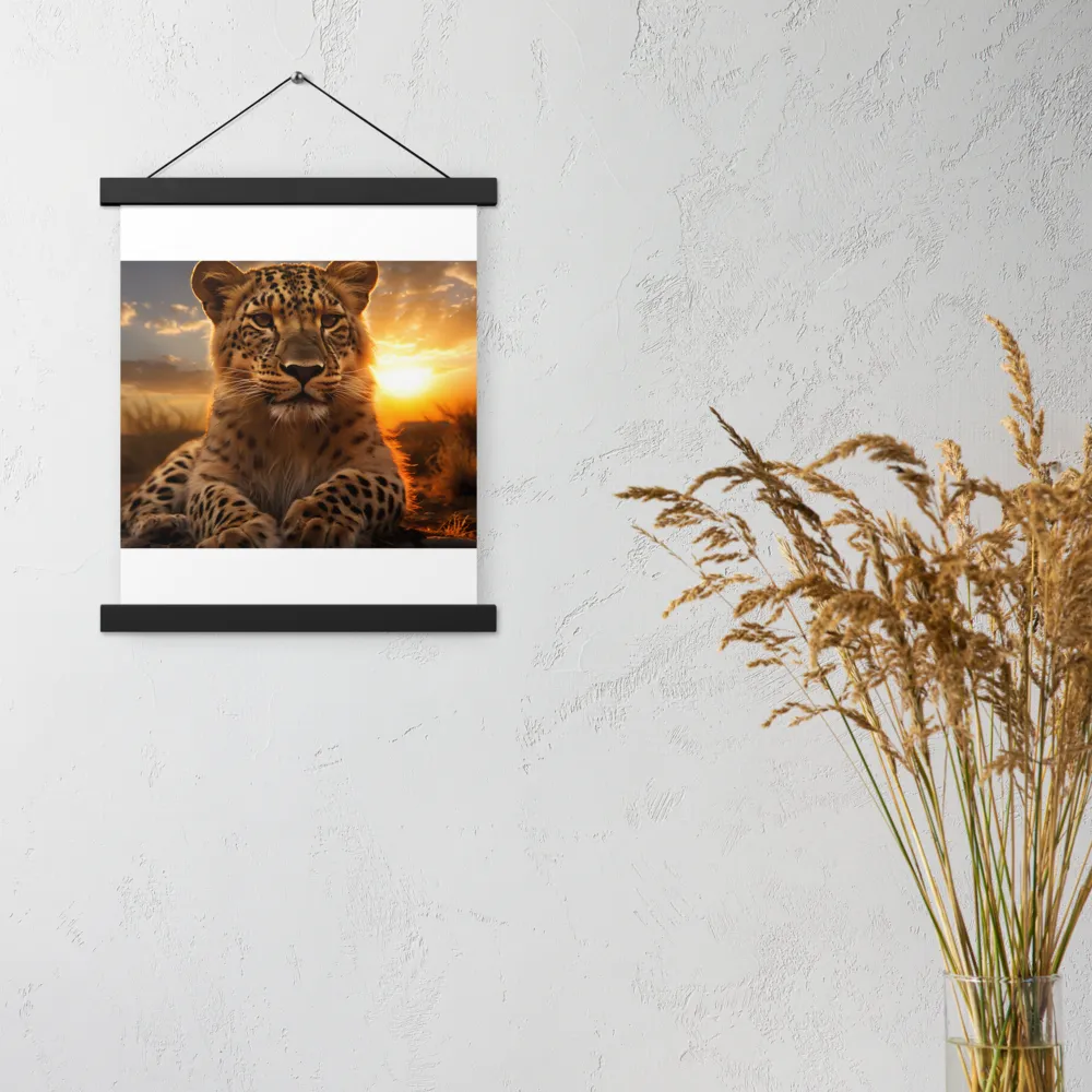 Regal Presence: The Leopard at Sunset | Poster With Black Wood Hanger | 11″×14″