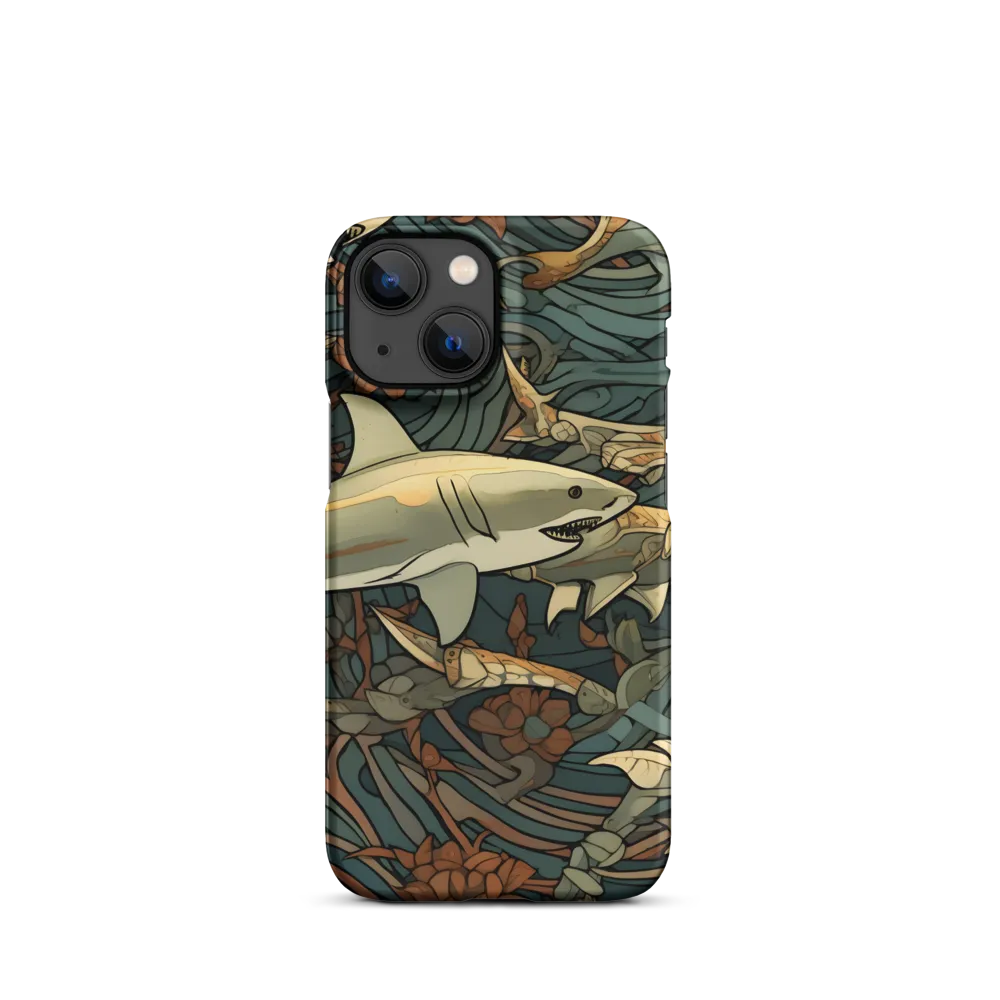 Dynamic Harmony of Sharks and Flora | Phone Case |  13 Mini | Snap Case | Matte