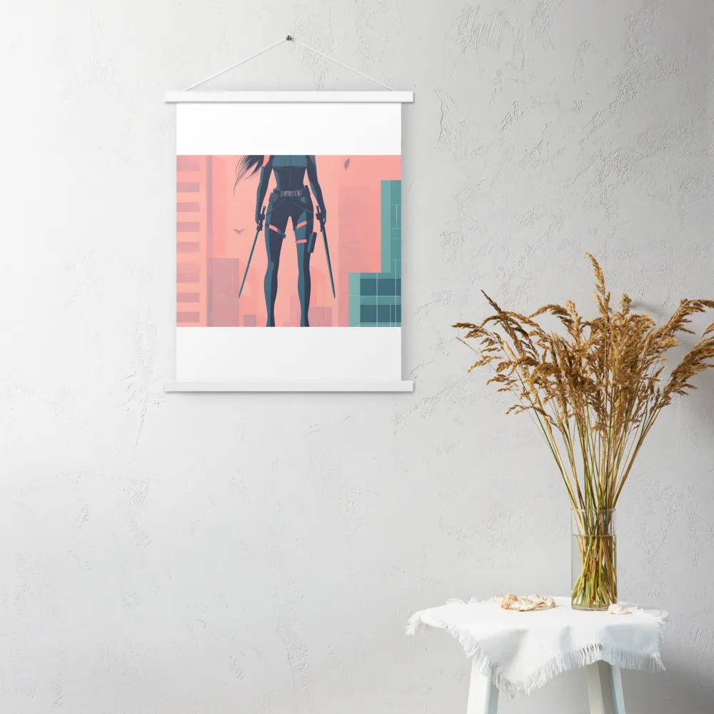Urban Sentinel: A Warrior's Stand | Poster With White Wood Hanger | 18″×24″