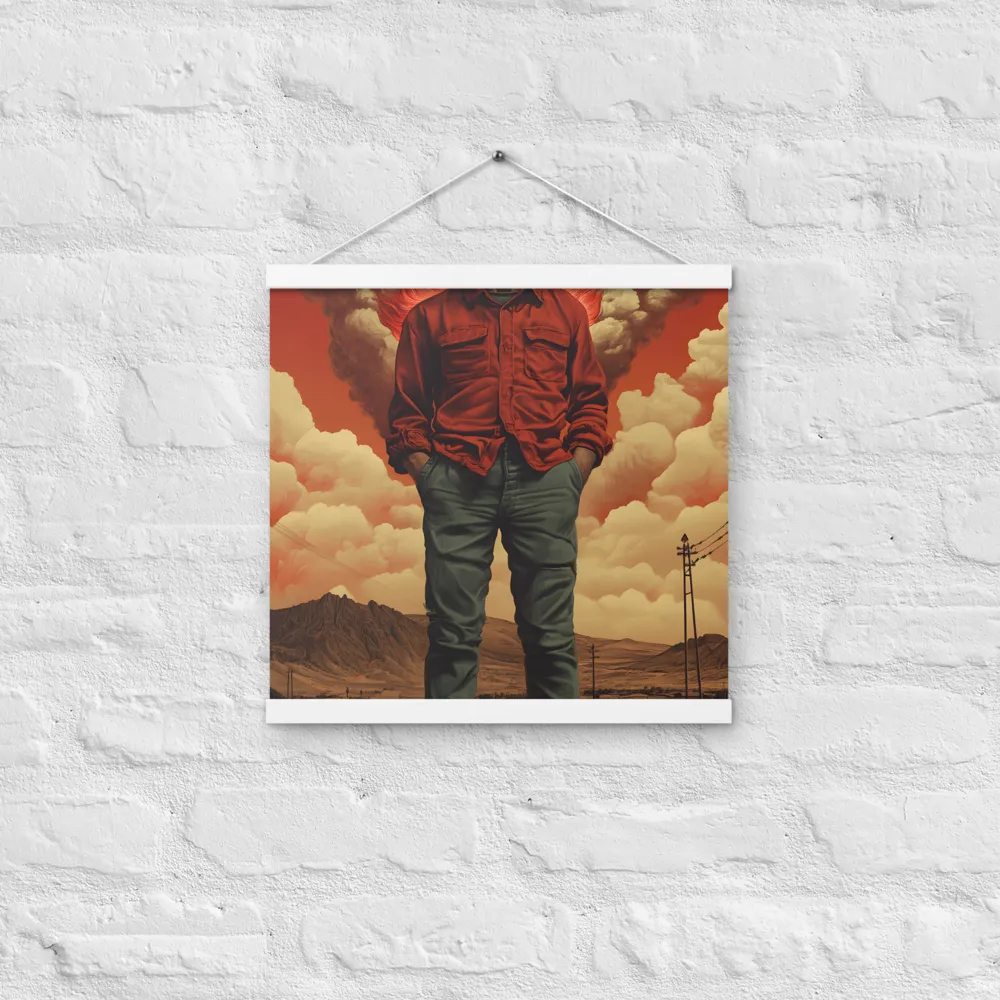 Defiant Spirit in a Surreal Landscape | Poster With White Wood Hanger | 16″×16″