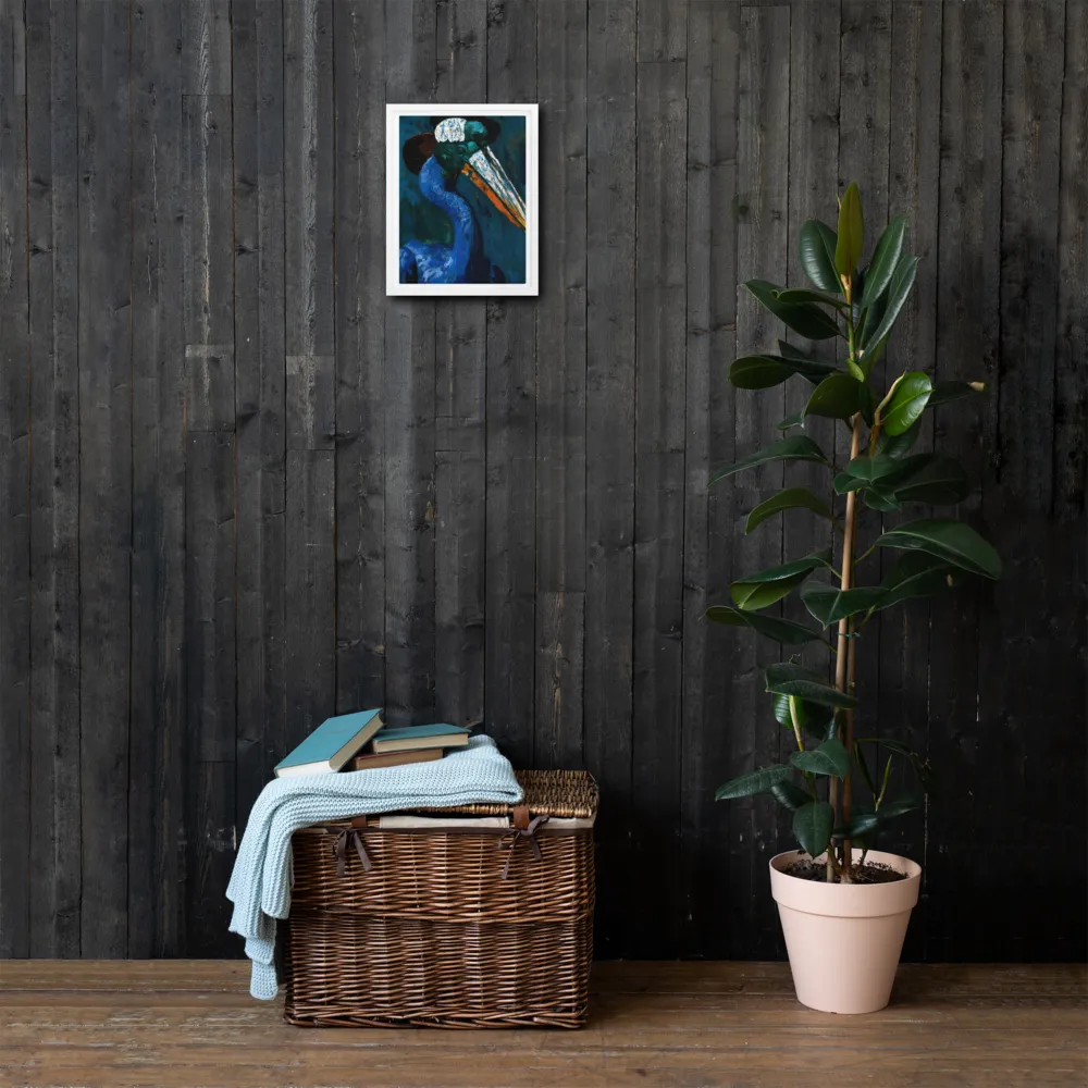 Majestic Absurdity: The Hat-Wearing Bird | Canvas with White Frame | 9″×12″