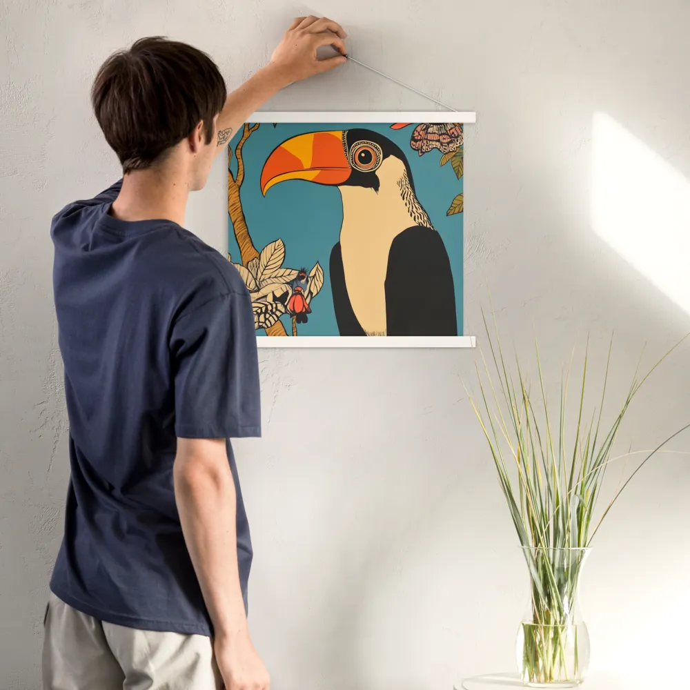 Tropical Majesty: The Toucan at Rest | Poster With White Wood Hanger | 18″×18″