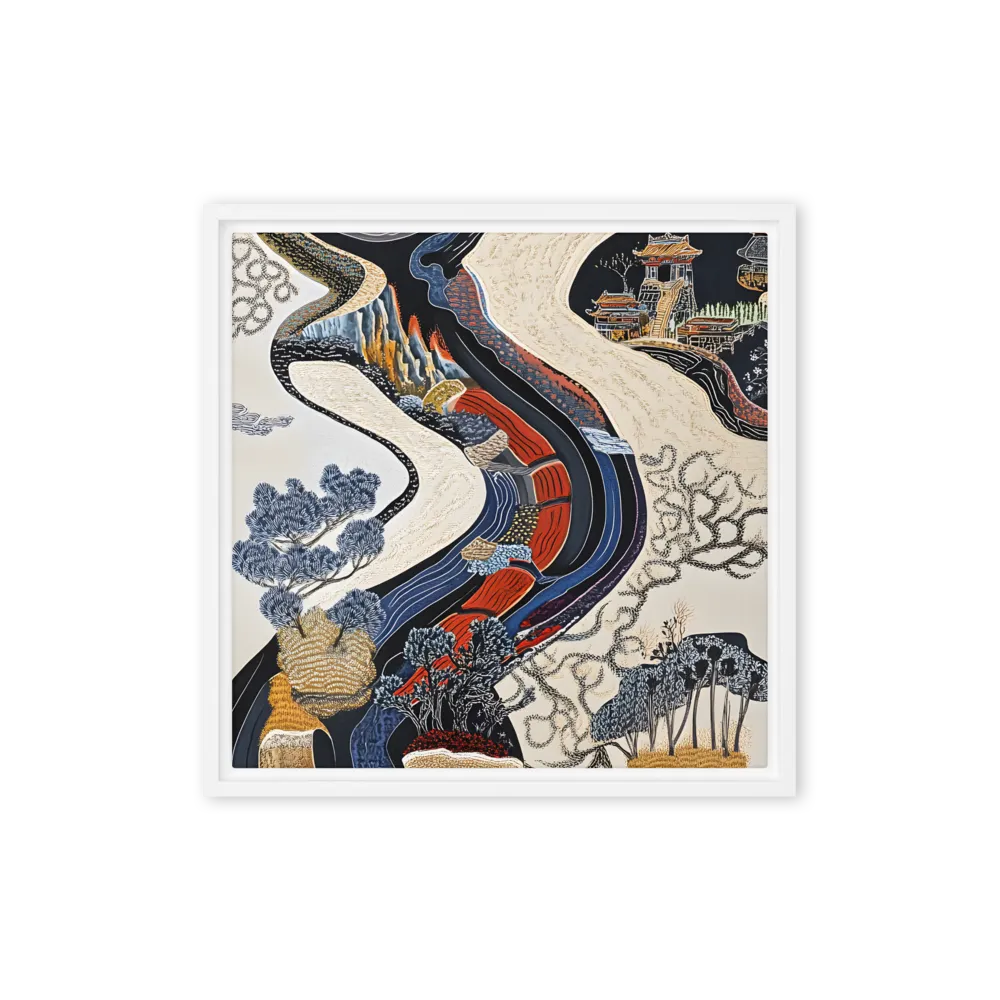 Flow of Tranquility | Canvas with White Frame | 16″×16″