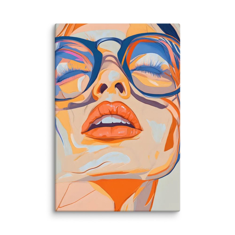 Closed-Eye Portrait in Orange and Blue