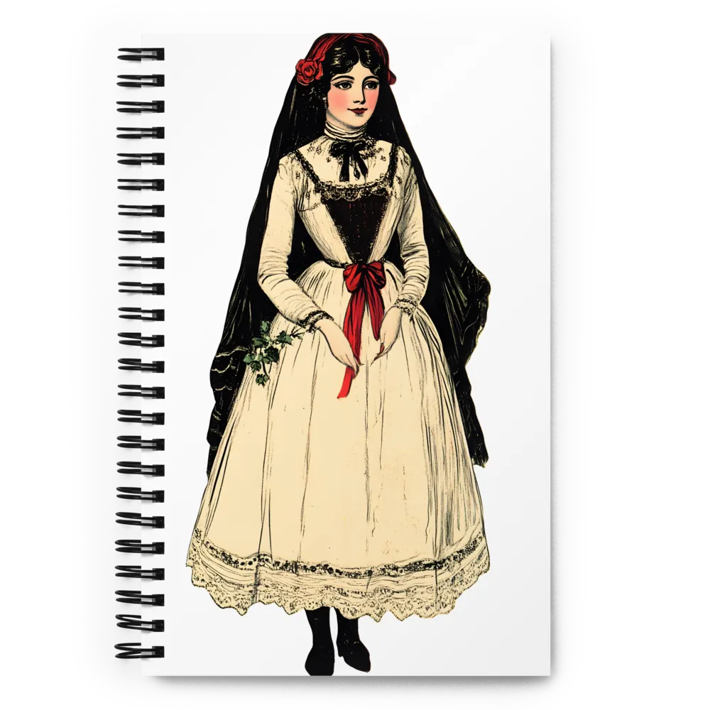 Elegance in Tradition: A Folk Portrait | Spiral Notebook