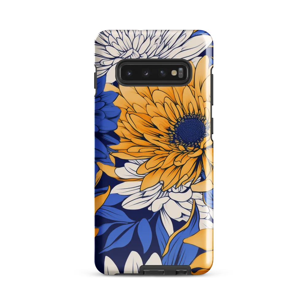 Floral Harmony in Blue and Yellow | Phone Case |  S10 Plus | Tough Case | Glossy