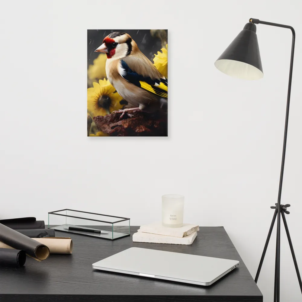 Harmony in Nature: A Goldfinch Amidst Blooms