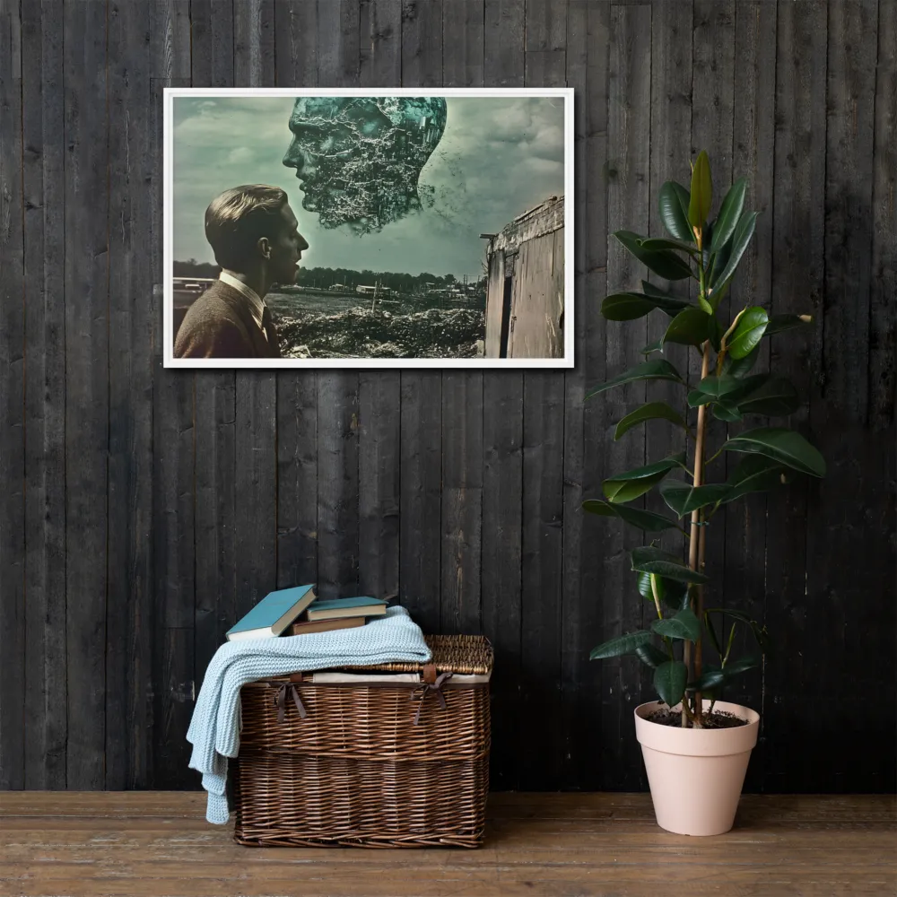 Ethereal Reflections: Identity in a Fragmented World | Canvas with White Frame | 24″×36″