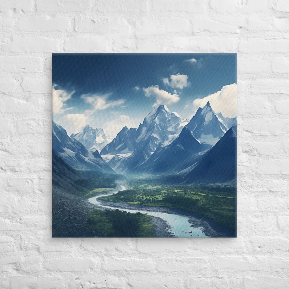 Majestic Serenity: A Landscape of Mountains and Rivers | Canvas | 30″×30″