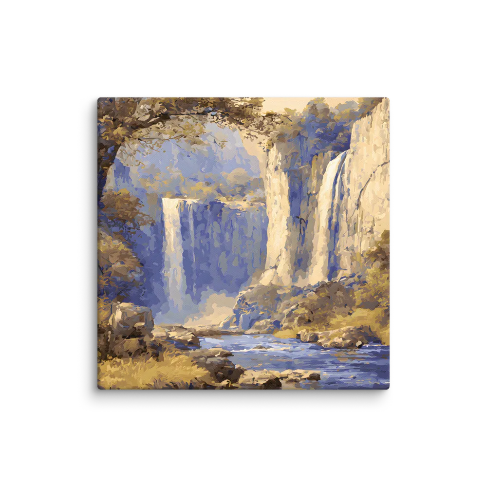 Blue-Gold Waterfall 
 Canvas | 10″x 10″