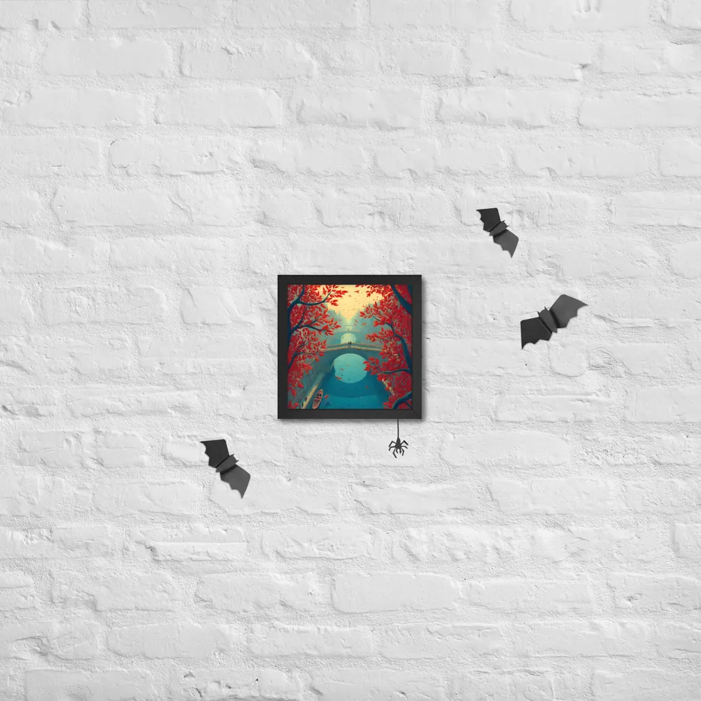 Crimson Canal 
 Poster with Black Frame | 10″x 10″