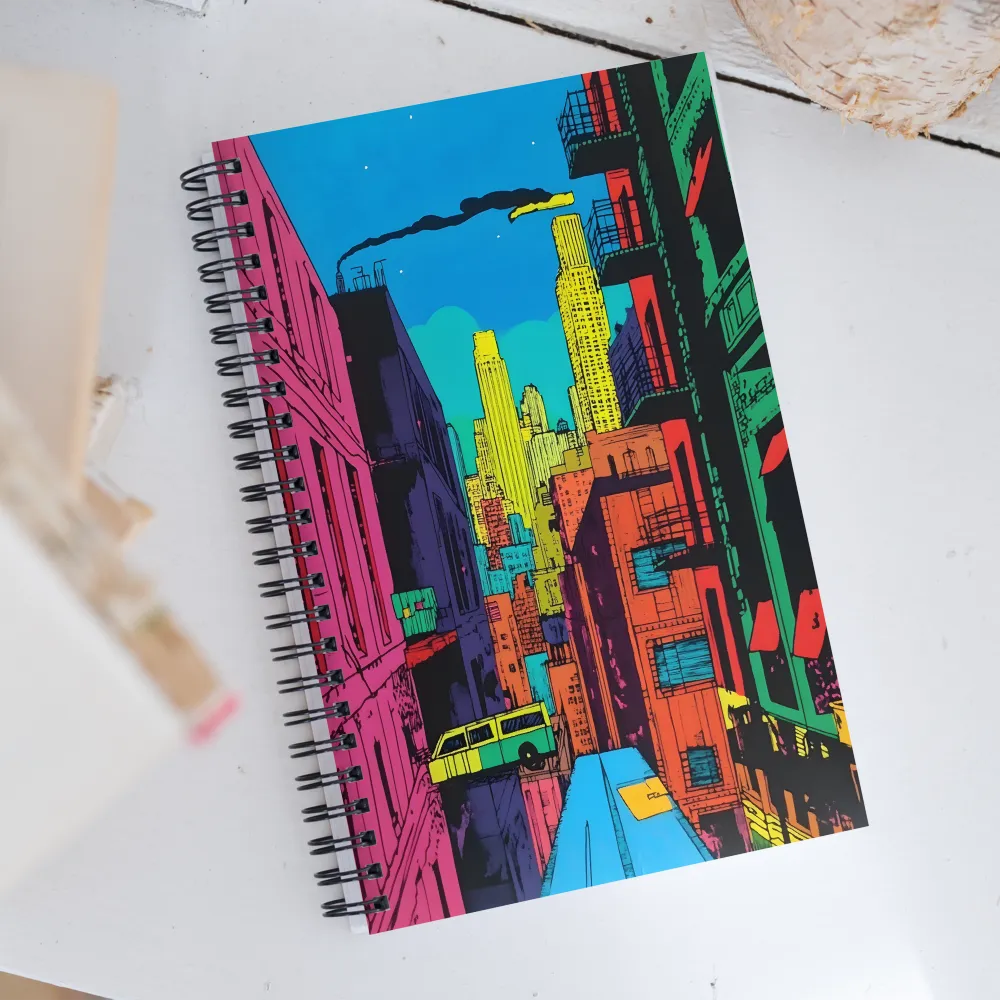 Urban Vibrance: A Pop Art Cityscape | Spiral Notebook