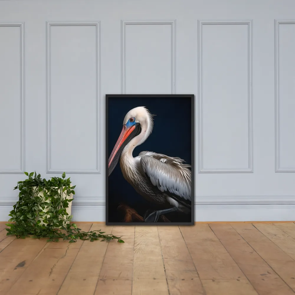 Majestic Pelican Portrait | Poster with Black Frame | 24″×36″