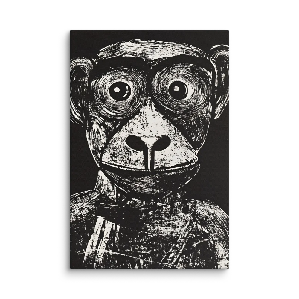 Monochrome Gaze — Relief Portrait of a Monkey