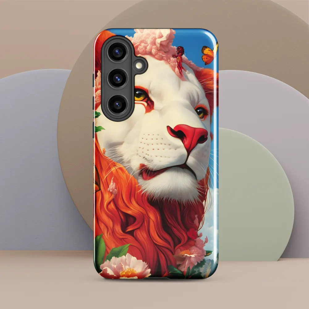 Majestic Lion Amidst Floral Splendor