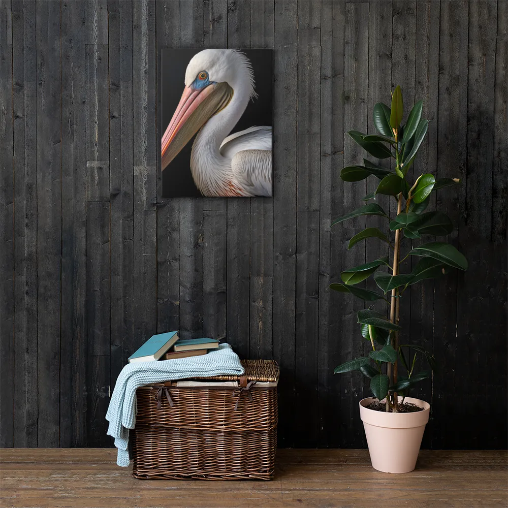 Elegance in White: The Pelican | Canvas | 18″×24″
