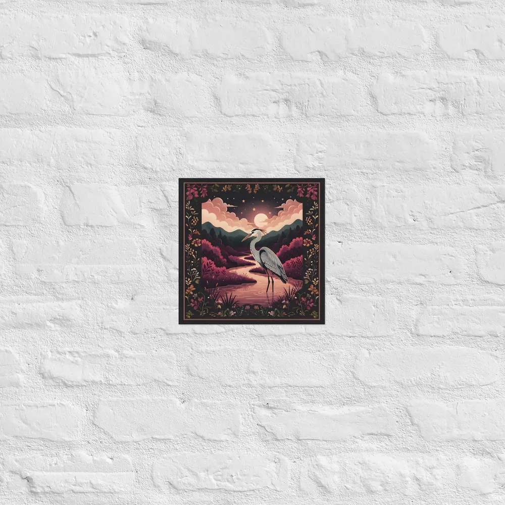 Moonlit Heron 
 Poster | 10″x 10″