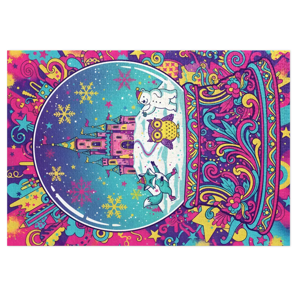 Whimsical Winter Snow Globe 
 Jigsaw Puzzle in Tin Box