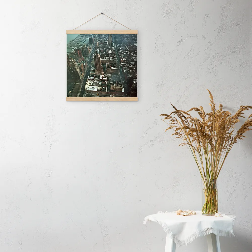 Aerial Symphony of Urban Life | Poster With Oak Wood Hanger | 16″×16″