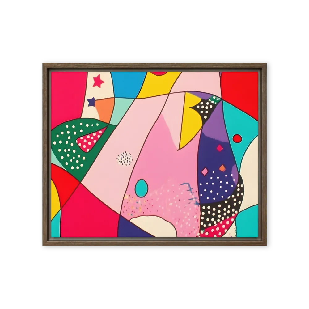 Playful Geometry in Color | Canvas with Brown Frame | 16″×20″