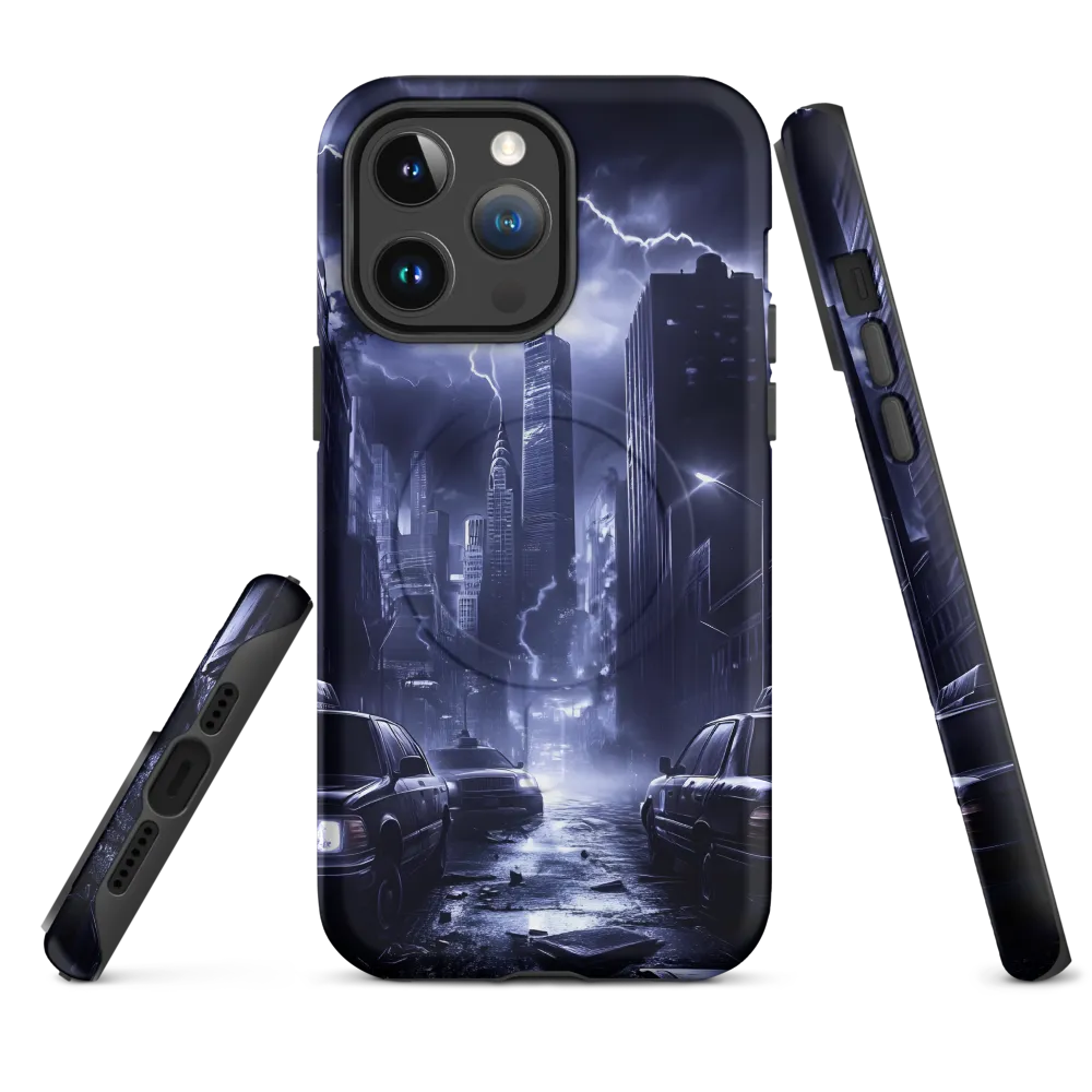Stormy Cityscape: Shadows of the Night | Phone Case |  14 Pro Max | MagSafe® Tough Case | Matte