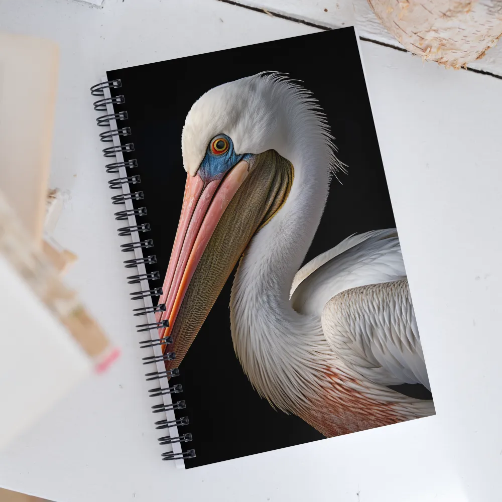 Elegance in White: The Pelican | Spiral Notebook