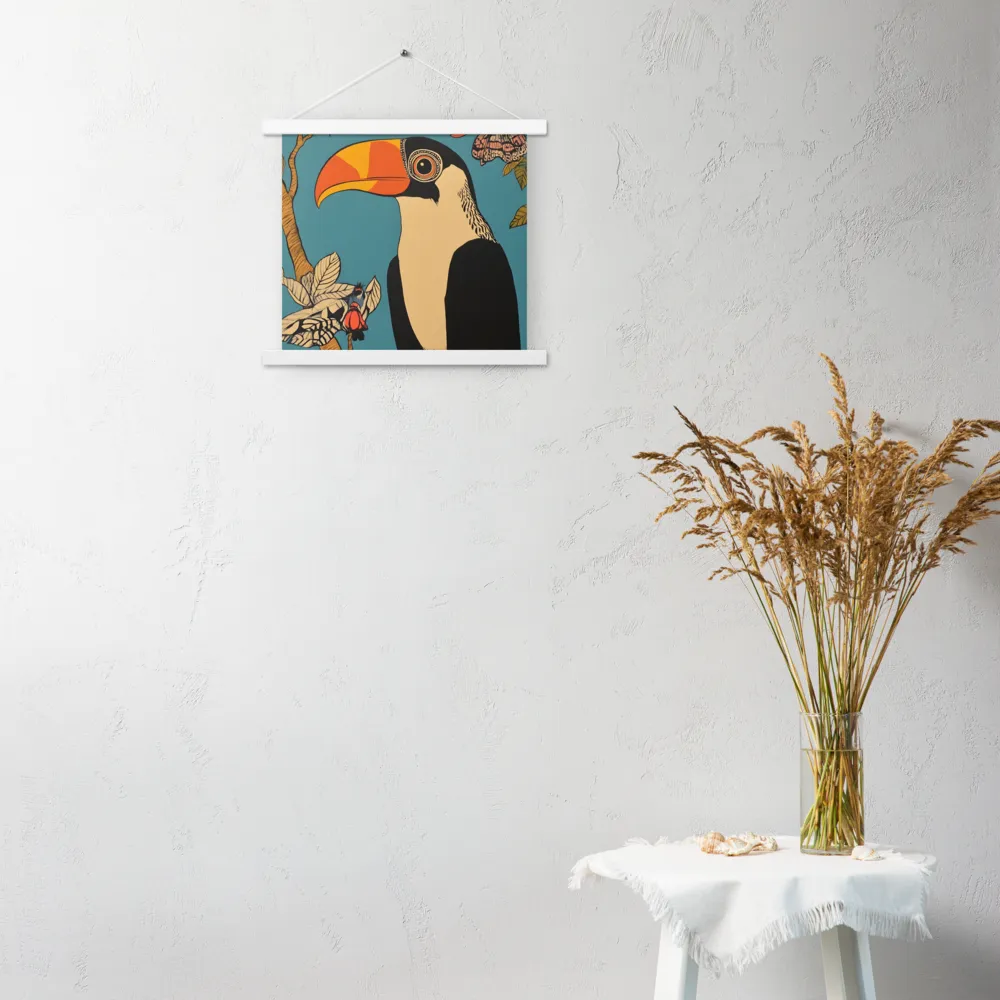 Tropical Majesty: The Toucan at Rest | Poster With White Wood Hanger | 14″×14″