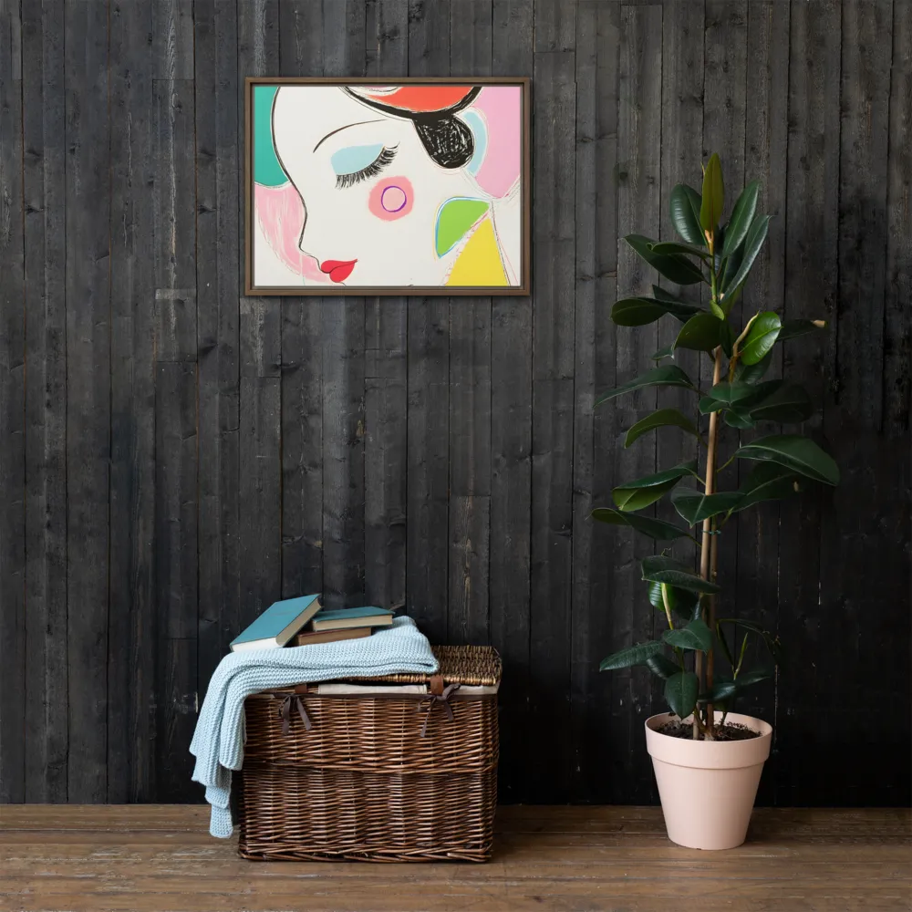 Whimsical Portrait in Colorful Abstraction | Canvas with Brown Frame | 18″×24″