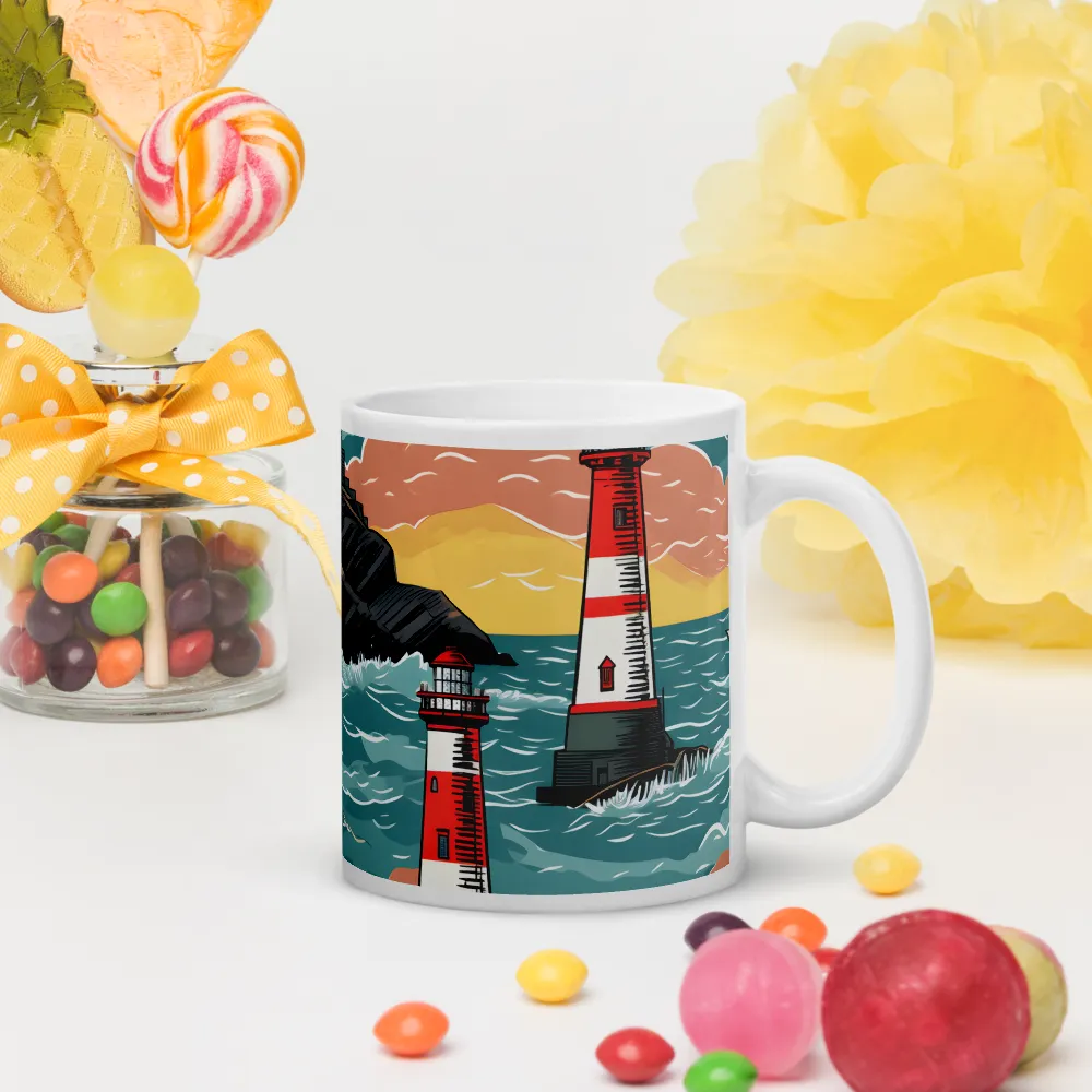 Lighthouses in a Whimsical Ocean | Mugs | Multiple Sizes & Colors