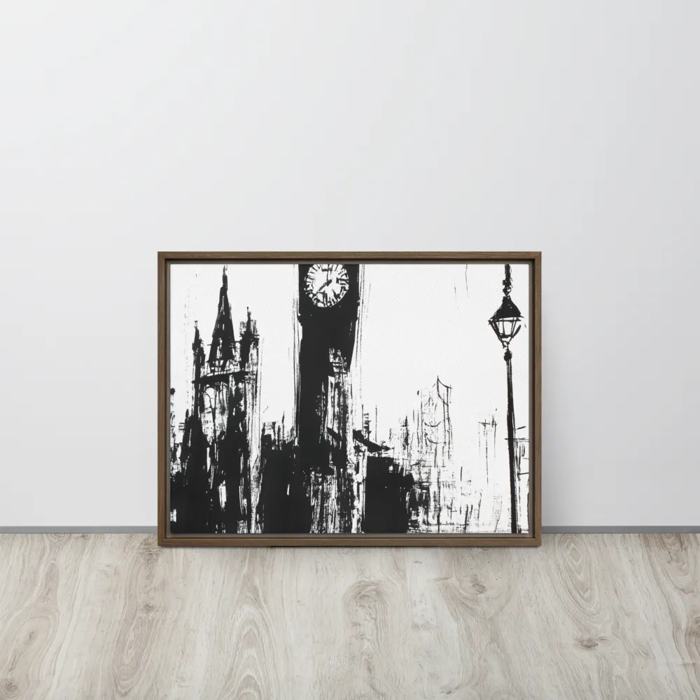 Clock Tower in Motion | Canvas with Brown Frame | 18″×24″