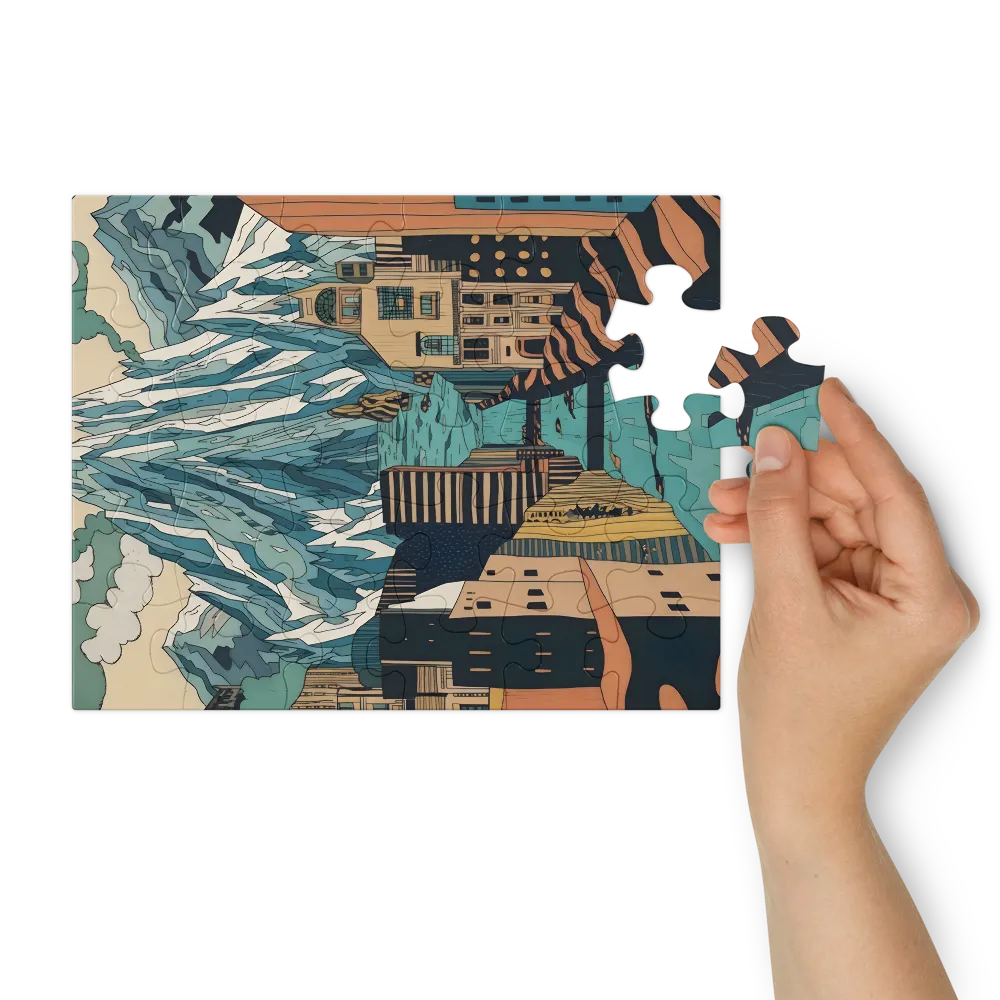 Glacial Cityscape 
 Jigsaw Puzzle in Tin Box
