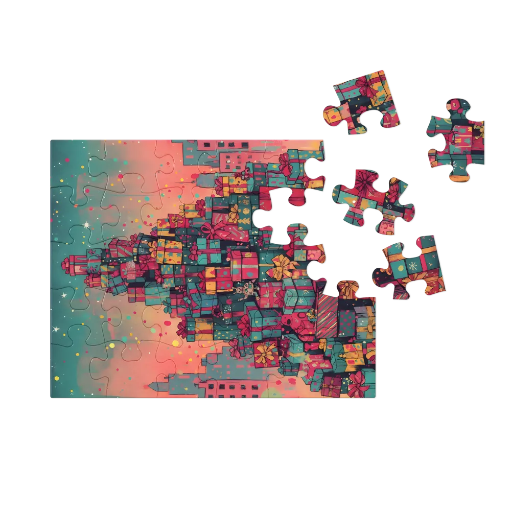 Mountain of Gifts 
 Jigsaw Puzzle in Tin Box