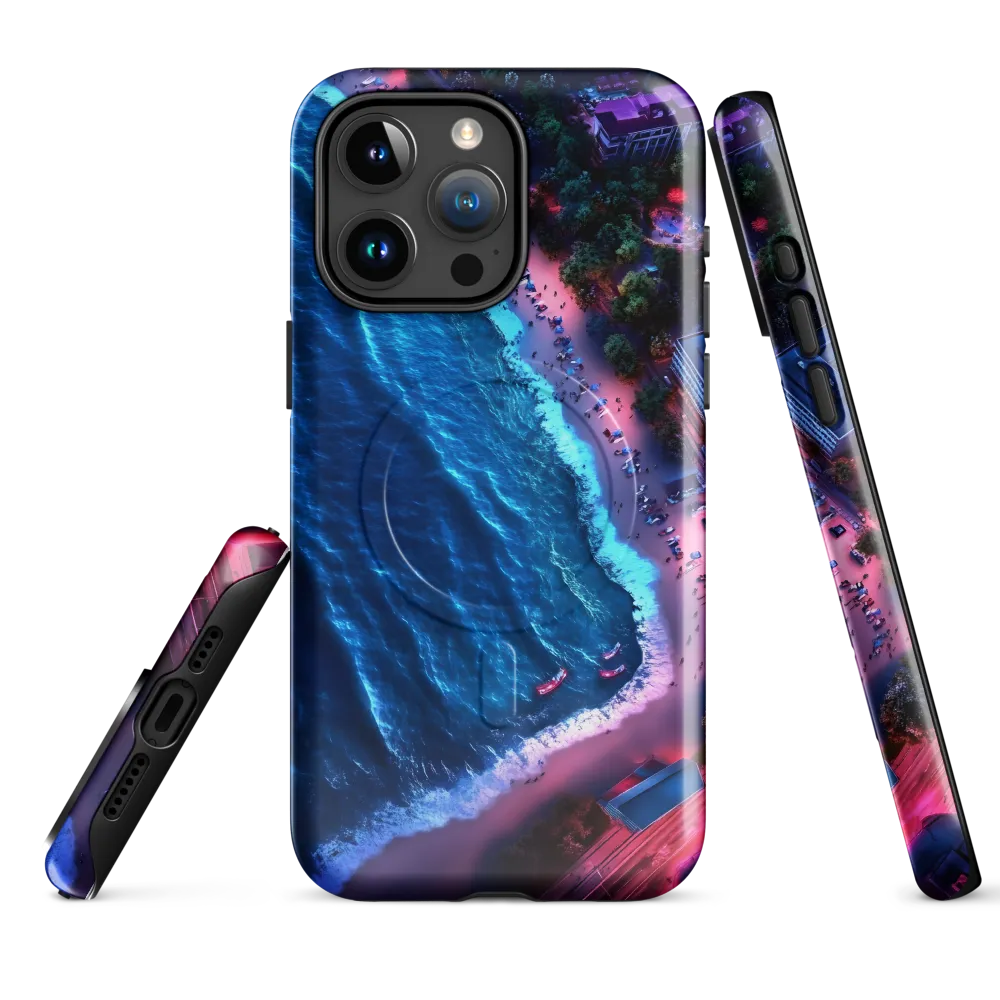 Twilight Reflections: A Serene Beach Aerial | Phone Case |  15 Pro Max | MagSafe® Tough Case | Glossy