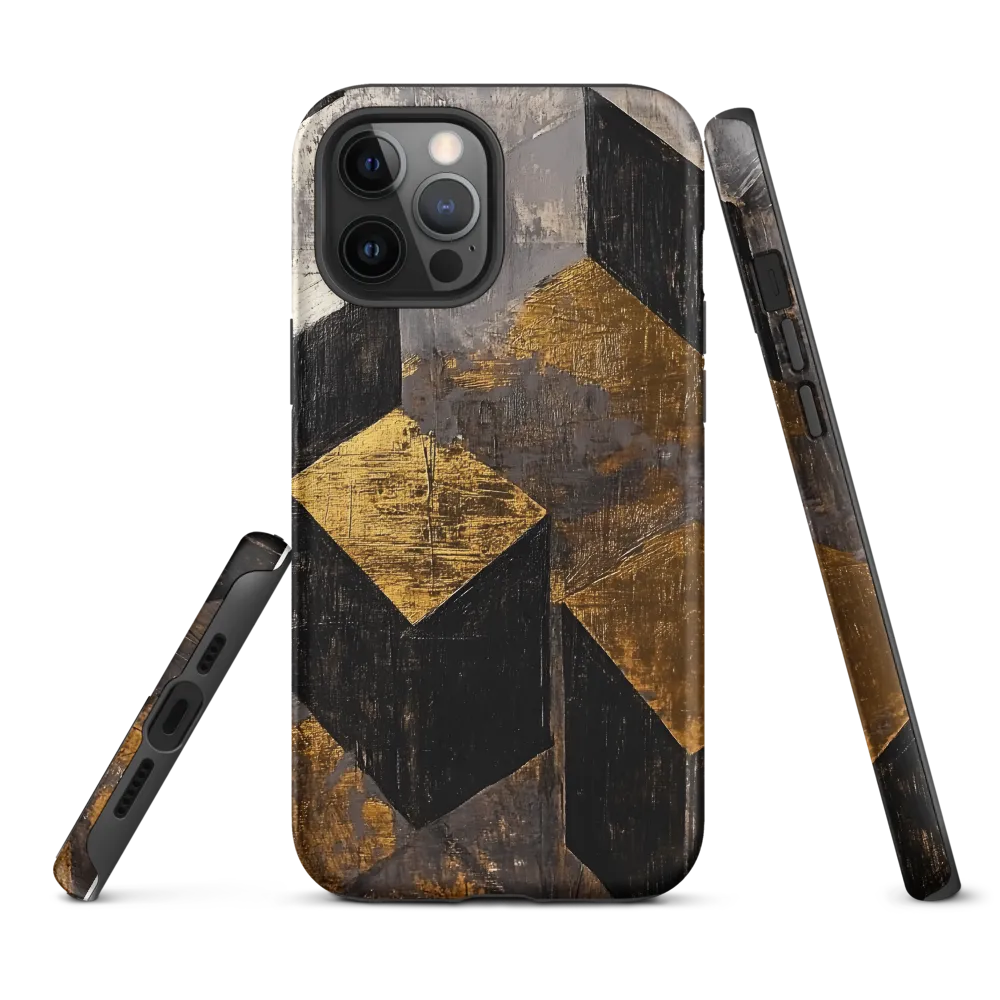 Geometric Harmony in Gold and Black | Phone Case |  12 Pro Max | Tough Case | Matte