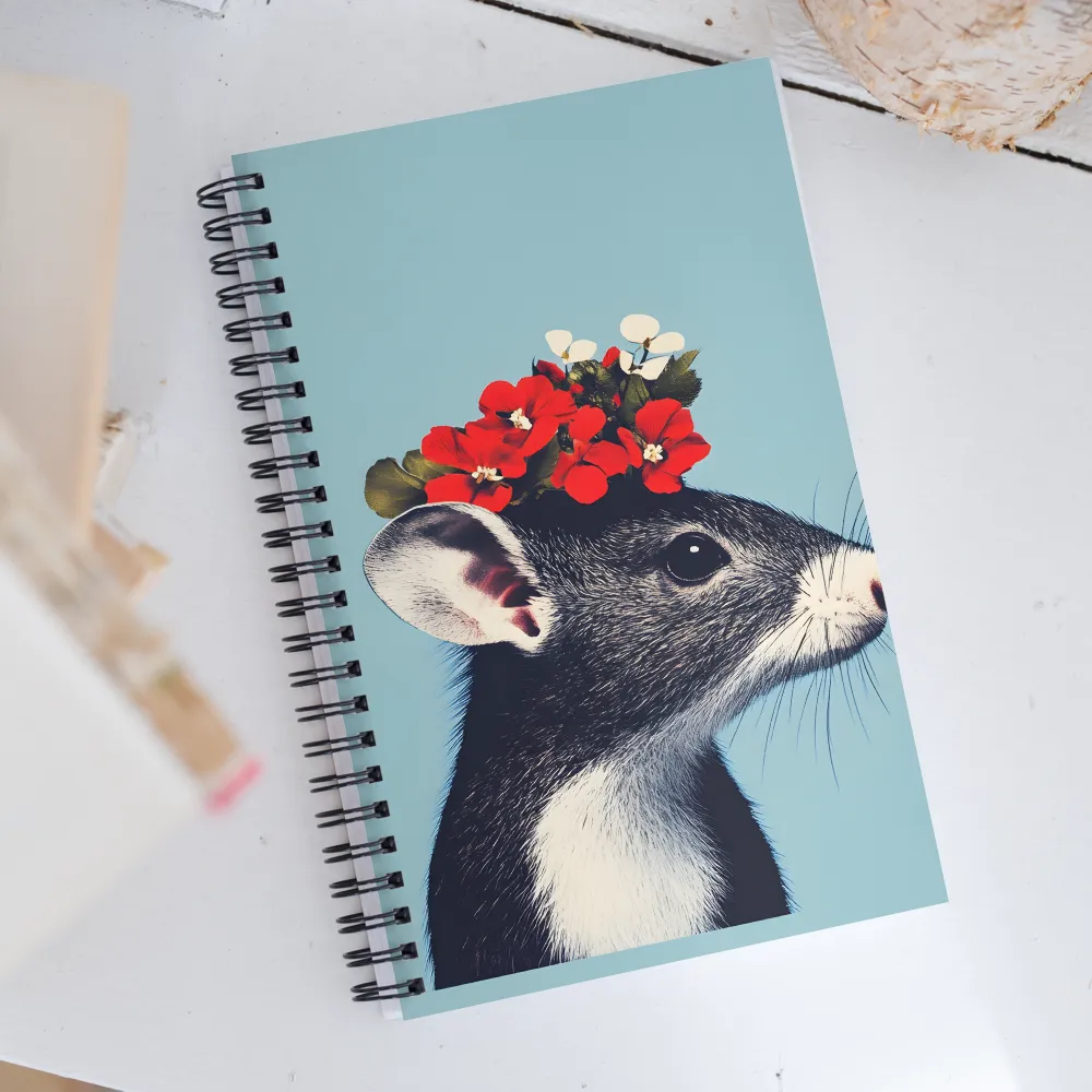 Whimsical Flora: A Mouse's Floral Crown | Spiral Notebook